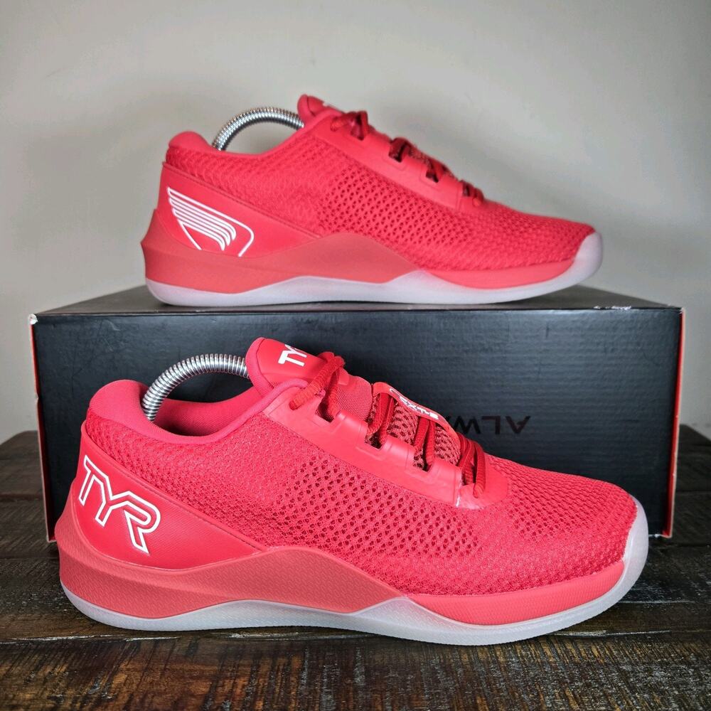 TYR Coral Red Knit Low-Top Sneakers